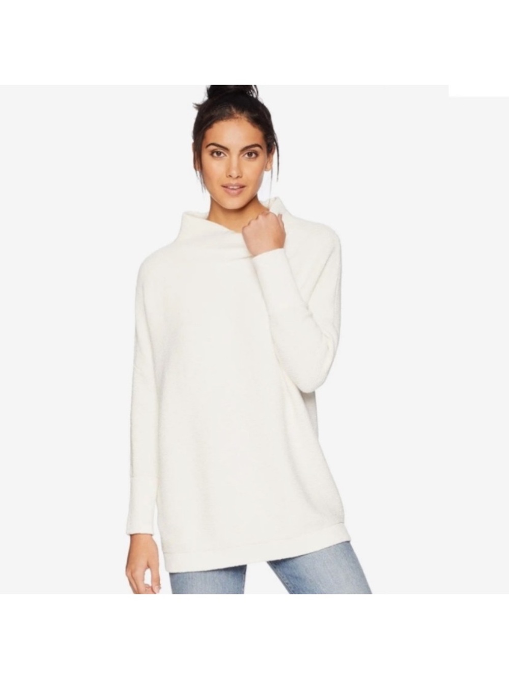 Free People Cream Cowl Neck Pullover